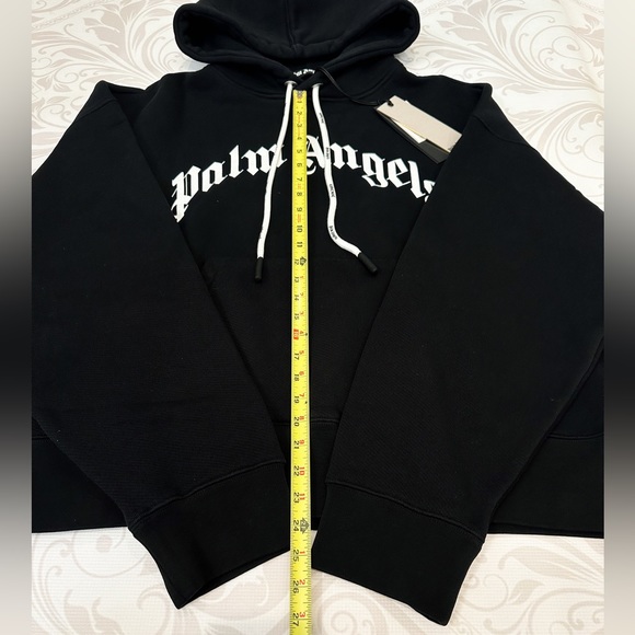 Palm Angels Curved Logo Hoodie in Black/White size L - Picture 4 of 16